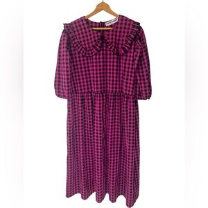 ASOS Twisted Wunder Gingham Collared Dress Women’s Plus 20 Pink Black